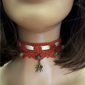 Venomous Charm Choker – With Bronze Spider Pendant